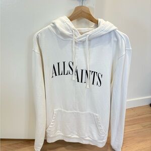 All Saints split logo hoody white black thick sweatshirt hooded hoodie